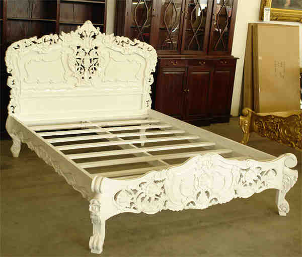 lit, rococo, blanc